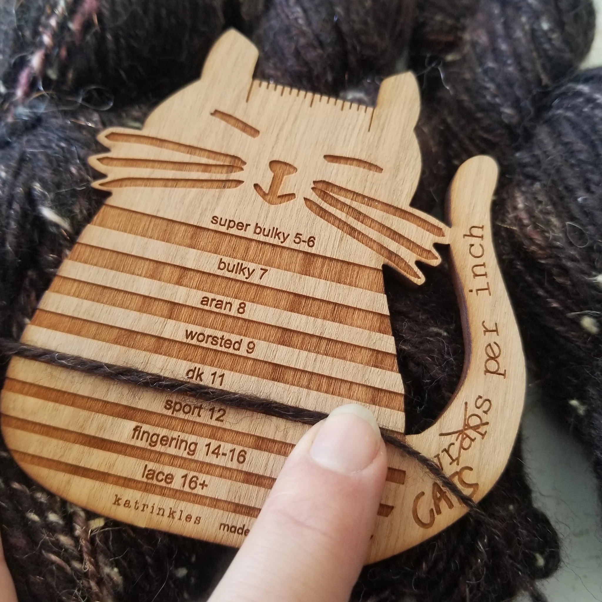 Katrinkles ＂Cats Per Inch＂ WPI Yarn Gauge Tool