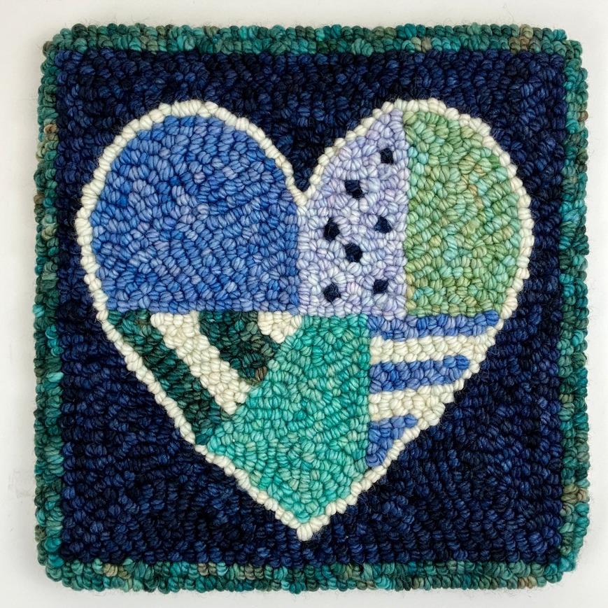 Oxford Punch Needle Kit - Patchwork Heart Blue