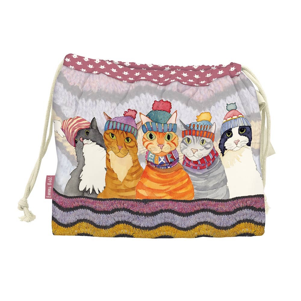 Emma Ball Drawstring Bag - Cats in Hats